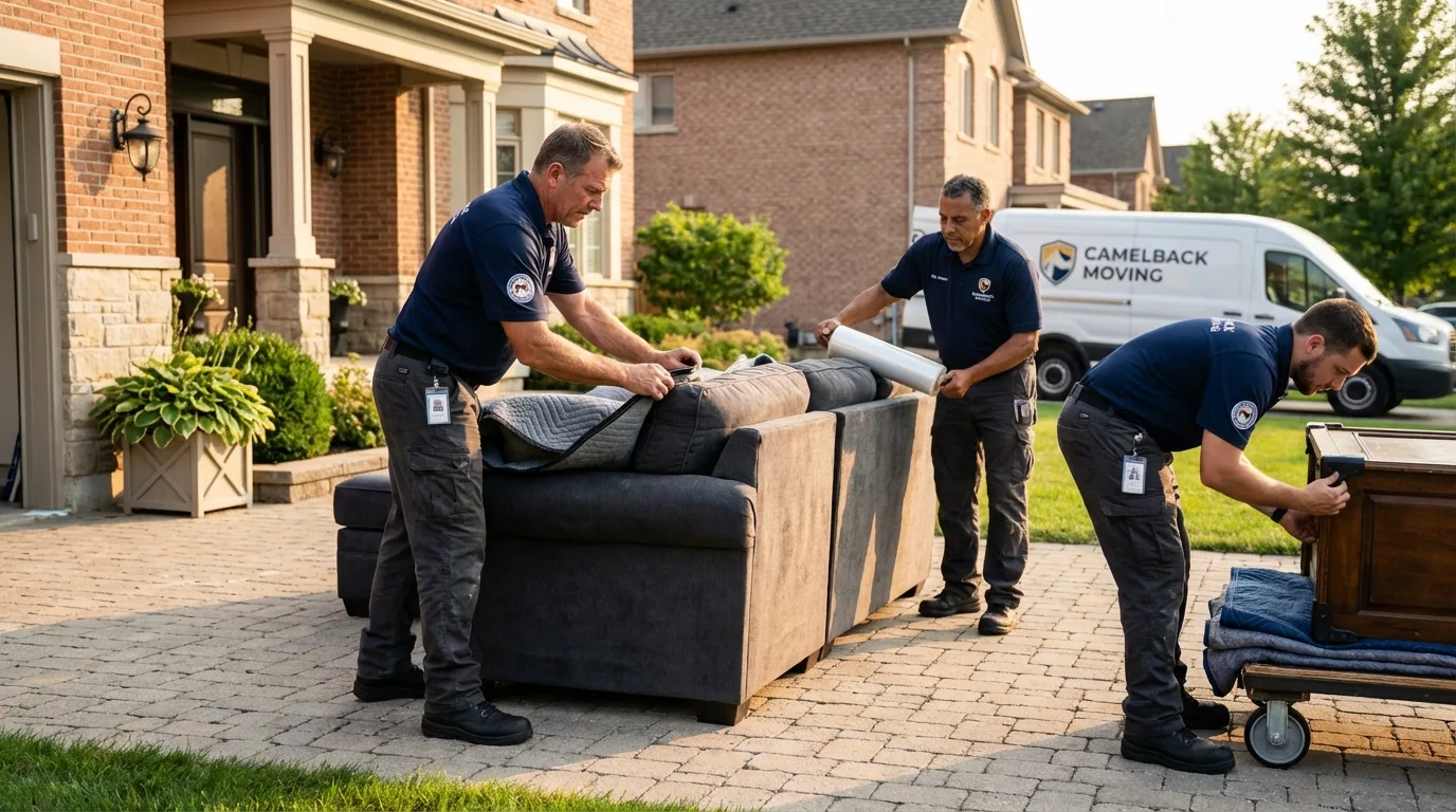 Large estate moving crew wrapping furniture in Arnolds Park, IA