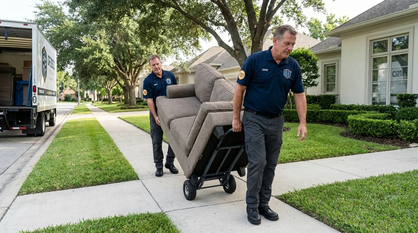 Local residential moving crew loading furniture in Arnolds Park, IA