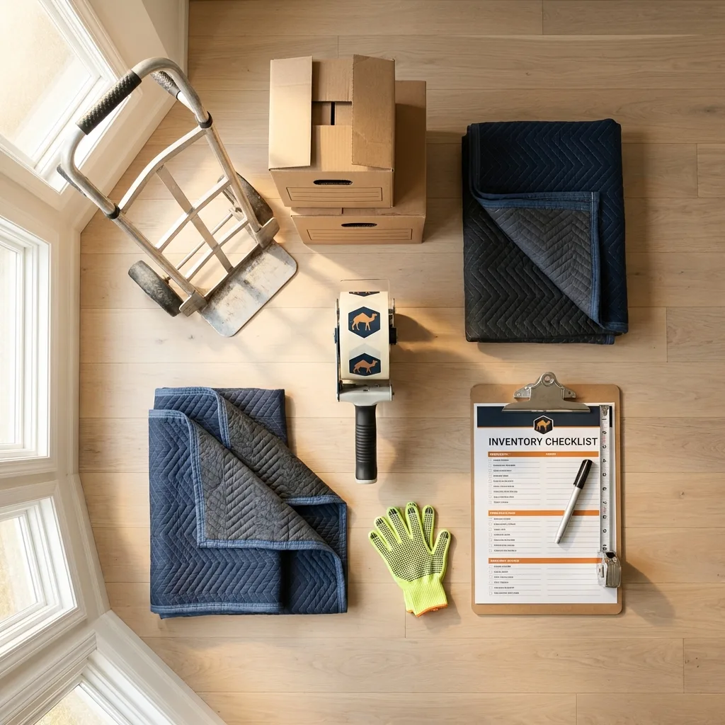 Professional moving supplies and packing materials layout for Arnolds Park residential relocations